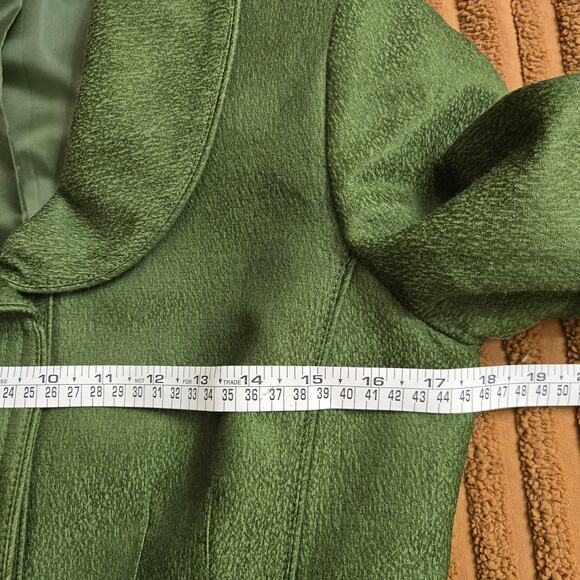 Albert Nipon Womens Vintage 90s Y2K Twee Green Tailored Wool Silk Blend Blazer 4 - Picture 9 of 10